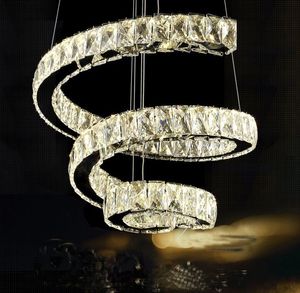 LED lustres en cristal modernes dimmable lustre en spirale lumières luminaire 3 couleurs gradation lampe suspendue Cafés Villa maison éclairage intérieur MYY