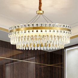 LED Moderne Lustres En Cristal Lumières Luminaire Américain Rond Ovale Lustre Européen De Luxe Lampes Suspendues Salon Salle À Manger Chambre Foyer Droplight