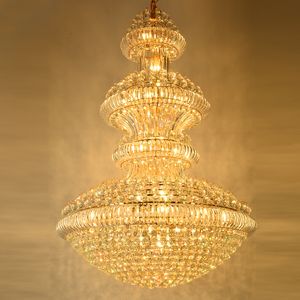LED Moderne Crystal Chandeliers Lights Fortage American Big Golden Kroonluchter Lampen Europeaan Large Hotel Lobby Hall Trap Home Inoodr Lighting