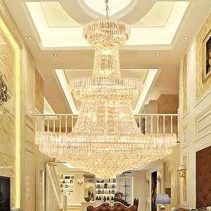 LED Moderne Crystal Kroonluiers Lichten vaste vaste Europese Amerikaanse Amerikaanse grote kroonluchters licht Hotel Hall Lobby Parlor Trap Way Hangende lampen Trap Drallight