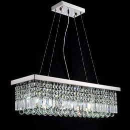 Lámpara de araña de cristal Rectangular moderna LED, lámpara colgante para sala de estar, comedor, restaurante MYY