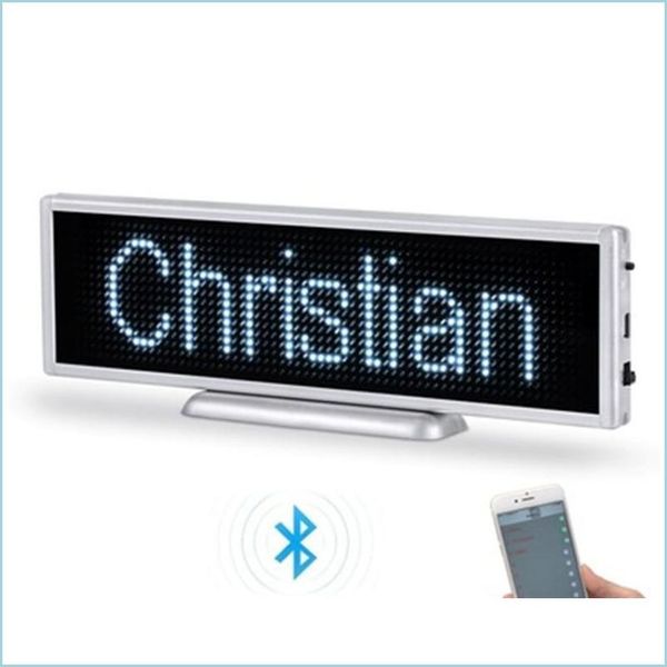 Módulos LED P3 Bluetooth Signo recargable 16x64 píxeles Panel de visualización de desplazamiento programable para la tienda de escritorio o colgante Drop Delive Dhcil