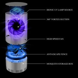 Luces LED multifuncionales, lámpara trampa eléctrica para matar mosquitos USB, lámparas LED repelentes de iluminación