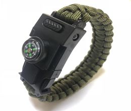 LED multifunctionele armbanden 4 mm overlevingsparacord armband overleven buiten noodsituatie 550 paracords camping wandelen RSCUE Hand touw6215022