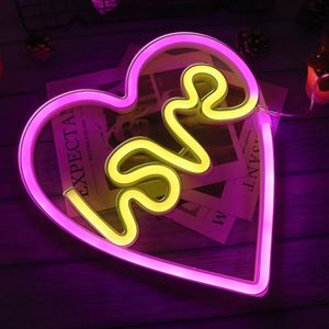 Letrero de neón con luz LED, corazón de amor, boda, fiesta de Navidad, decoración colgante de pared para el hogar, iluminación de vacaciones, lámpara de noche de neón, regalos