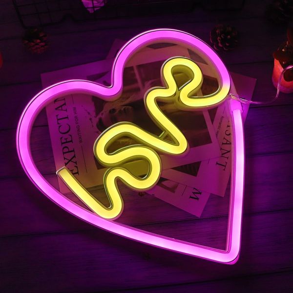 LED néon lumière signe amour coeur mariage fête de noël maison tenture murale décoration vacances éclairage néons nuit lampe cadeaux