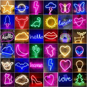 LED Néon Veilleuse Art Signe Mur Chambre Maison Fête Bar Cabaret Décoration De Mariage Cadeau De Noël Tenture Murale Luminaires Papier Peint I228S