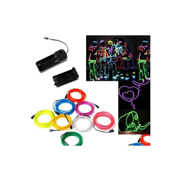 Señal de neón LED 2AA con batería 1M 2M Luces de escena 10 colores El Tubo de alambre Cuerda Flexible Luz fría Fiesta de coche Decoración de boda con Co Otwf7