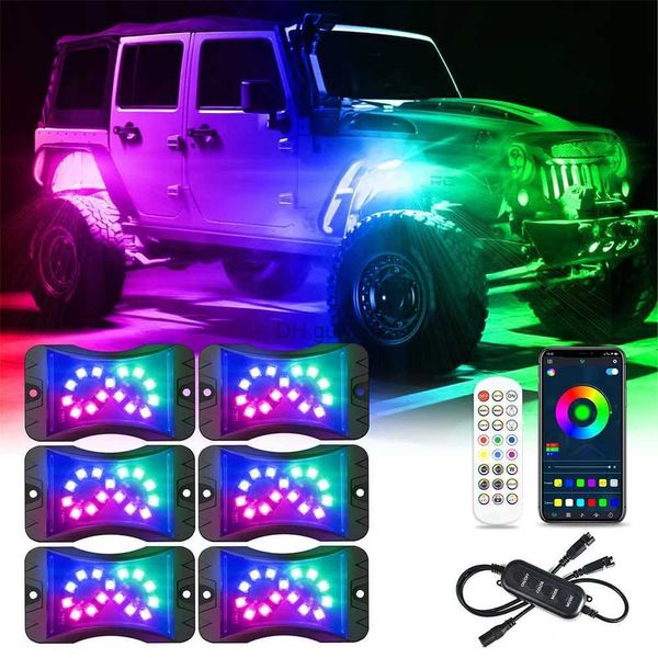 Letrero de neón LED 4/6/8 Pods RGB LED Kit de luces de roca Super brillante Auto Underbody Neon Music Light Bluetooth APP Decoración Lámpara Accesorios para automóvil YQ240126