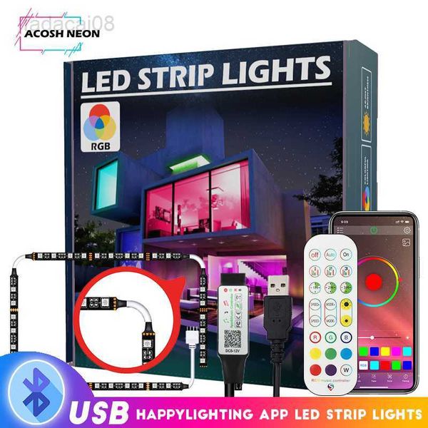 LED Neon Sign 55 Pouces Bluetooth Tv Rétroéclairage Smd 5050 Rgb Bande Lumineuse LED 5V Éclairage Étanche Usb Power Lights Avec 24 Touches Télécommande HKD230706