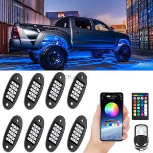 LED-neonreclame 8 stuks veelkleurige neon LED-steenverlichtingssets 8 peulen Bluetooth-bediening muzikale modus voor vrachtwagen UTV ATV met dimmer YQ240126