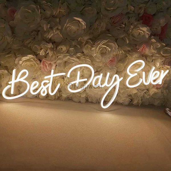 LED Neon Sign Best Day Ever Neon Sign Party Lights Lampes LED Personnalisé Anniversaire Restaurant Bar Gamer Esthétique Décoration Murale YQ240126