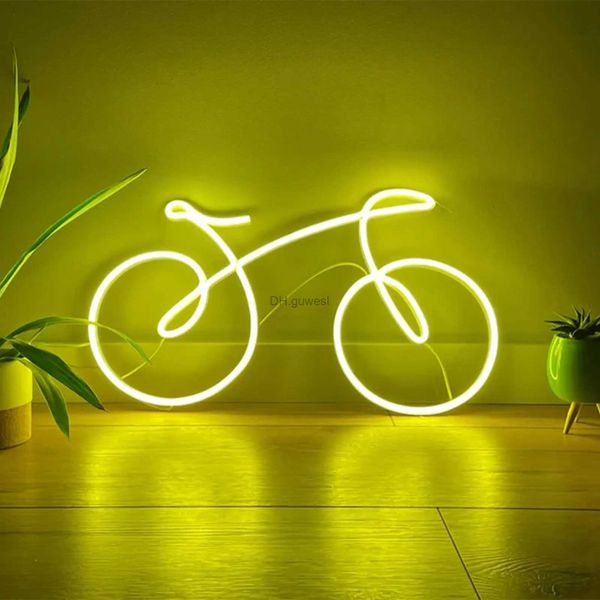 Letrero de neón LED Bicicleta Letrero de neón para dormitorio Decoración de arte de pared Luces LED Sala de juegos Bar Club Tienda Luces acrílicas de neón Lámpara de bicicleta para habitación de niños YQ240126