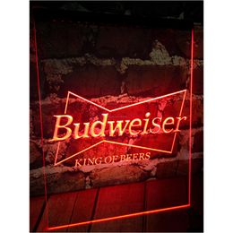 Letrero de neón Led Budweiser King Of Beer Bar Pub Club, letreros 3D, luz para decoración del hogar, manualidades, luces de entrega, iluminación para vacaciones Dh5Md