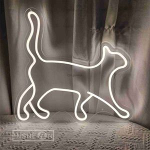 LED Neon Sign Chat Néon Signe USB LED Néon Lumière Nuit Signe Chambre D'enfant Décoration Murale Lampes Néon Créatif Anniversaire Chambre Décor Cadeau Néon YQ240126