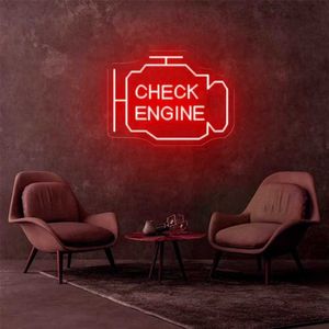 LED Neon Sign Check Engine Neon Sign Led Licht Auto Kamer Reparatie Winkel Decor Bar Club Lichtgevende Sfeer Lamp USB R230613