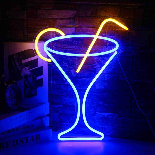 LED-Neonschild „Cocktail Cup“ Neonschilder Bierbar Zuhause Neonlicht Neon für Büro Hotel Pub Café Freizeitraum Dekor Licht R230613