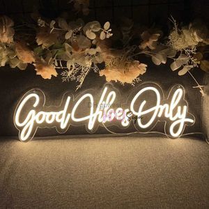 Sinal de néon led personalizado sinal de néon boas vibrações apenas led sinal de luz de néon lâmpadas de néon para decoração de festa casa decoração de parede do quarto de casamento yq240126