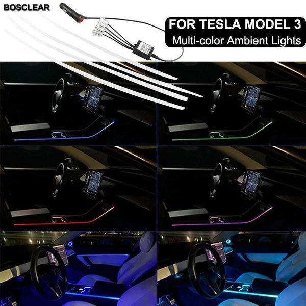 Enseigne au néon LED décorer Inter lampe App contrôle pour Tesla modèle 3 2019 2020 2021 Inter voiture lumière 24 couleurs RGB LED bande néons YQ240126