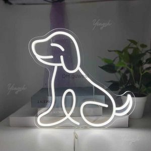 LED Enseigne Au Néon Chien Néon Enseigne Lumière Acrylique LED Animal Chiot Forme Lampe De Nuit Prise USB pour Décor Pet Shop Salle D'affaires Mur Enfants Cadeau Fête YQ240126