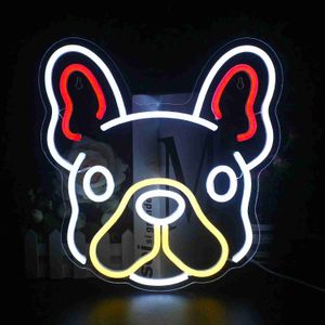 Enseigne au néon LED pour chien, décoration murale, panneaux LED pour animaux, bouledogue français, lumières USB pour chambre d'enfants, animalerie, panneau d'affaires, décoration de maison de chien YQ240126