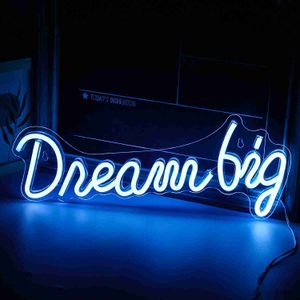 LED Enseigne Au Néon Dream Big Led Enseigne Au Néon LED Lumière Personnalisée Couleur Club Teen Room Hanging Sign Light Board Decor R230613