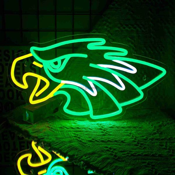 Enseigne au néon LED enseigne au néon aigle panneaux LED verts pour décoration murale lumières Preppy animaux décor de salle cadeaux de fête d'anniversaire décoration lampes esthétiques YQ240126