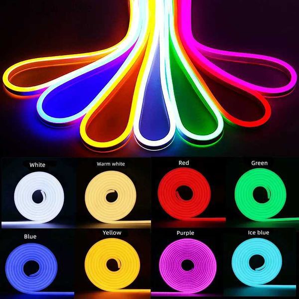 Letrero de neón LED Luz de neón LED flexible 12V 5M 600Leds SMD2835 6X12mm Fiesta de baile Atmósfera Decoración Lámpara RopeTube Impermeable Tira de LED multicolor YQ231201