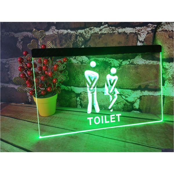 Led Neon Sign drôle toilettes entrée bière bar pub club 3D signes lumière décor à la maison artisanat livraison directe lumières éclairage vacances Dhtm9