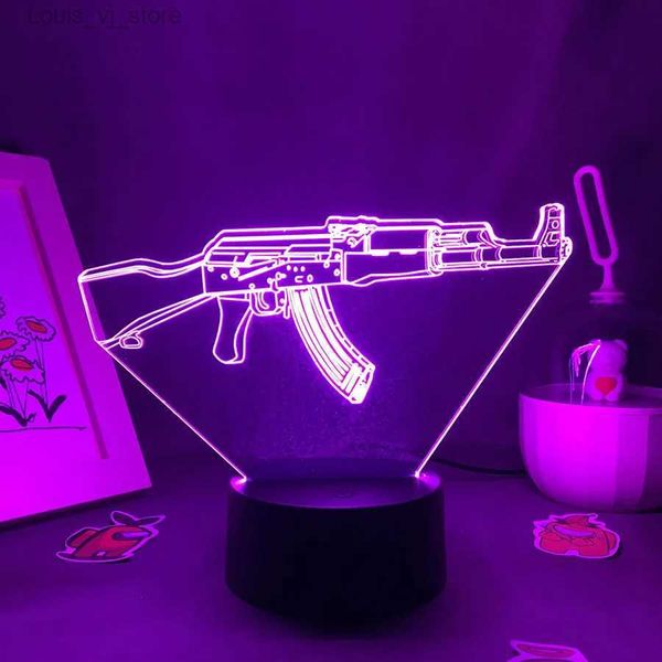 LED Neon Sign Game RGB Gun 3D LED Neon Night Lights Regalos de cumpleaños coloridos para amigos Kid Dormitorio Decoración de mesa Venta caliente Lámparas de lava Luces de pistola YQ231201