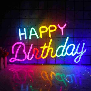 LED Neon Sign Happy Birthday Led Neon Sign Aangepaste kleur Nachtlampje Teken voor Verjaardag Hotel Home Decor Opknoping Neon Light R230613