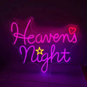 LED-neonreclame Heavens Night Neonreclame Game Room Decor Slaapkamer Hangend nachtlampje Feestvakantie Cool cadeau Neon Acryl Decoratiebord YQ240126