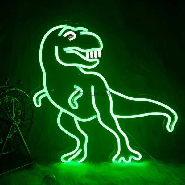 Letrero de neón LED Ineonlife Diseño de dinosaurio Letrero de neón Luz LED Lámpara de noche alimentada por USB Arte colgante de pared de acrílico para el hogar Decoración de la pared de la habitación de los niños Regalo YQ240126