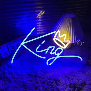 LED Neon Sign LED Neon Sign King Queen Neon Light LED Sign Esthétique Chambre Décor Chambre Tenture Murale Néon Lampes Fête Bar Club Décor Anniversaire YQ240126