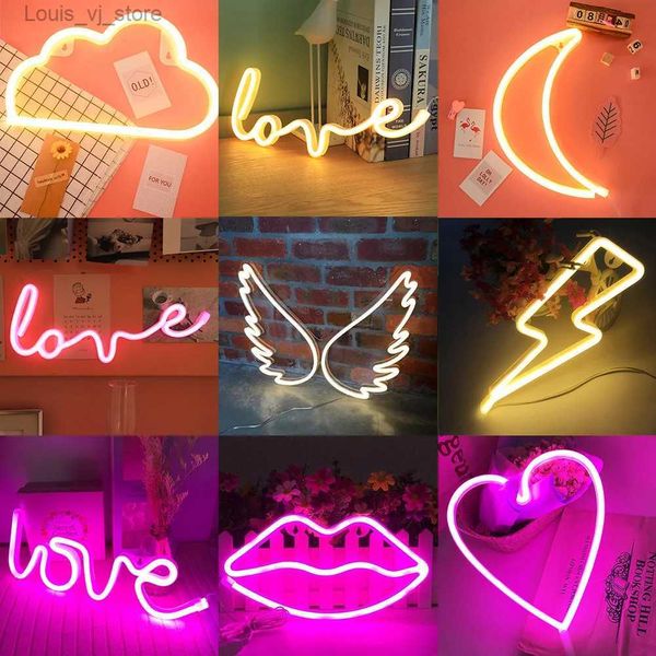 LED Neon Sign LED Néon Signe Lumière Amour Clignotant Nuage Lune Mur Mot Affiche Fond Chambre Boutique Mariage Noël Décor Photographie Prop D30 YQ231201