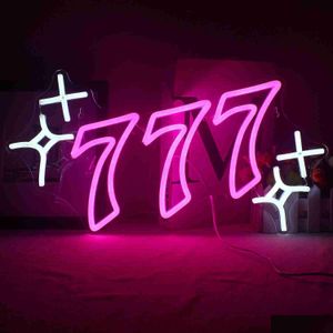 LED Neon Sign Lucky Number Light Casino Custom Bar Room Gaming Décor Sacré Lumineux Jackpot Signes R230613 Drop Livraison Lumières Ligh Dhtpm