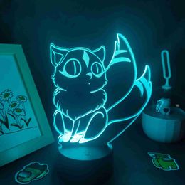 Letrero de neón LED Manga Inuyasha Anime Kirara Nekomata Lámparas de lava coloridas 3D Batería LED Luces nocturnas Neón RGB Dormitorio Mesita de noche Decoración YQ231201