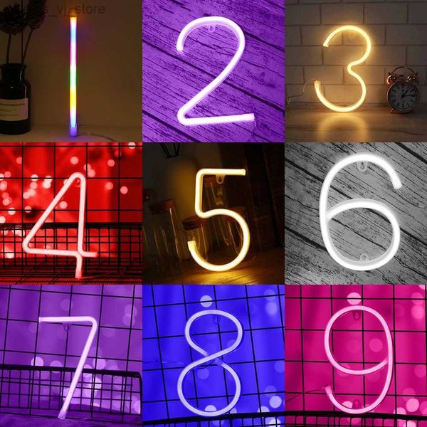 Letrero de neón LED Números arábigos de neón Luces LED Números del alfabeto Decorativo Iluminar palabras para boda Fiesta de cumpleaños de Navidad Tienda en casa Bar YQ231201