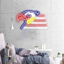 Enseigne au néon LED signe de lumière au néon drapeau d'aigle pour hôtel bar pub cafés salles de divertissement veilleuses personnalisées grotte pour hommes LED enseignes au néon lampe YQ240126