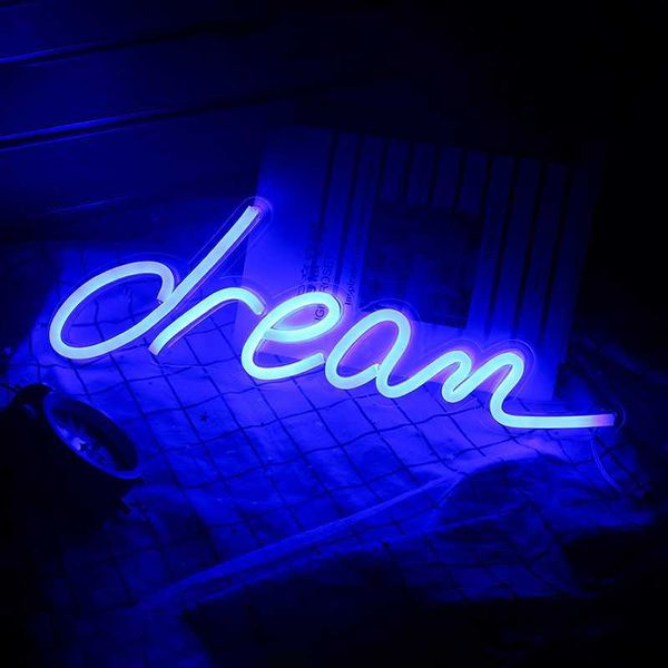 Letrero de neón LED, letreros de neón, letras de sueño LED, lámparas de iluminación nocturna colgantes personalizadas para habitación, decoración del hogar, Bar, vacaciones, R230613