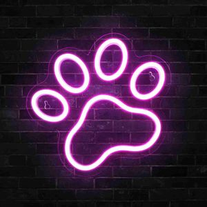 LED Neon Sign Paw Print LED Neon Signs Night Light USB for Bar Cafes Birthday Gifts for Dog Lovers Supplies Decorations R230614