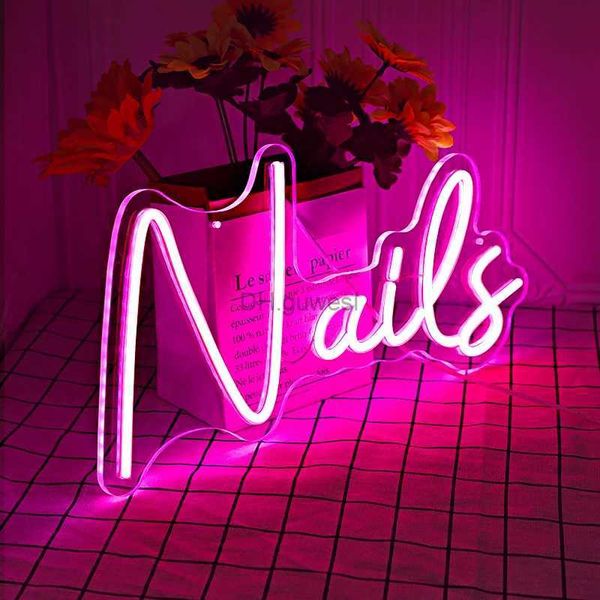 LED enseigne au néon ongles roses lampes au néon Salon de beauté lumière LED maison Art décoration murale signe Bar chambre Kidroom boutique mariage fête d'anniversaire cadeau YQ240126