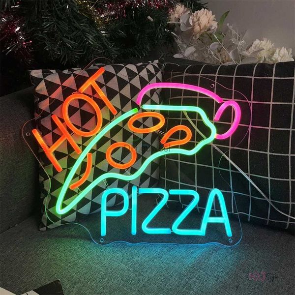 Letrero de neón LED Pizza Letrero de neón LED Luces Arte Colgante de pared Decoración de la habitación Tienda de alimentos Fiesta Niños Regalo de cumpleaños Decoración de la habitación de la pared Lámparas de neón nocturnas YQ240126