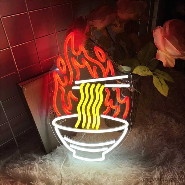 Letrero de neón LED Ramen Noodle Letrero de neón para boda LED Letrero de luz de neón Decoración Tienda de comida de fideos Lámpara de neón Decoración R230614