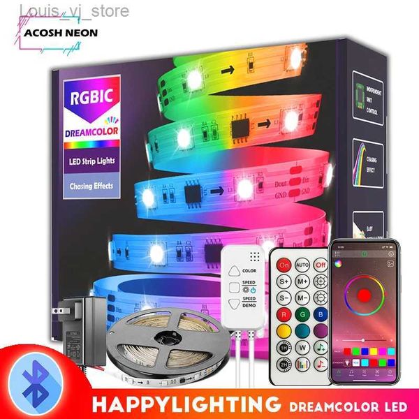 LED-Leuchtreklame Rgbic Bluetooth Ws2811 Pixel-LED-Streifenlichter mit Fernbedienung, Regenbogenfarbe, adressierbare LED-Beleuchtung für Zuhause, Schlafzimmer, Zuhause YQ231201