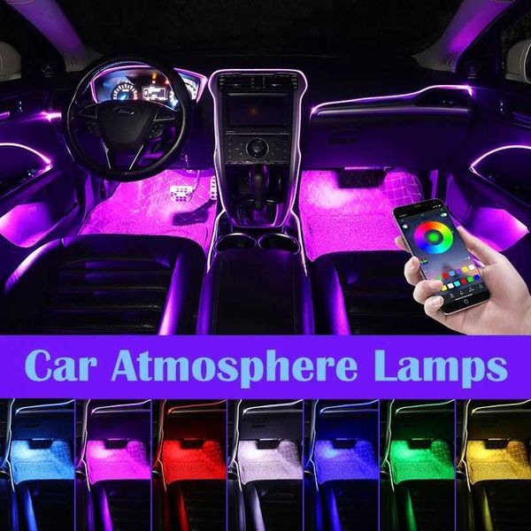 LED néon signe romantique voiture lumière EL néon bande téléphone musique contrôle automobile intérieur RGB LED lumières décoratives Auto atmosphère lampes YQ240126