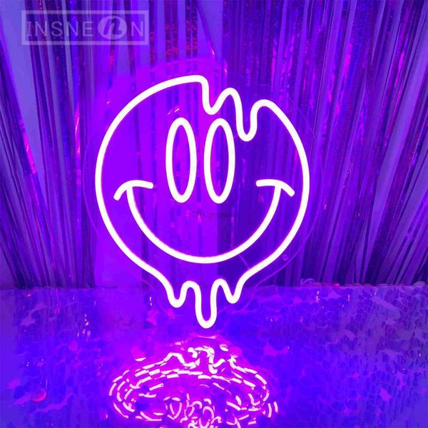 LED enseigne au néon sourire visage signes chambre applique fête atmosphère chambre décoration anniversaire cadeau veilleuse décor YQ240126