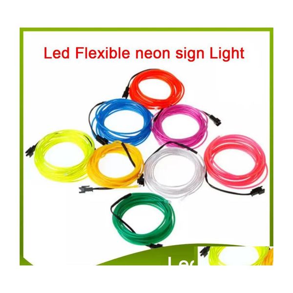 Led Neon Sign Strip Flexible Light Glow El Wire Rope Tube 8 colores Car Dance Party Costumeaddcontroller Luces de Navidad Drop Delive Dhpkr