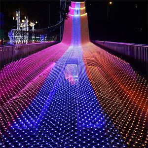 LED Net Gordijn Mesh Fairy String Light Christmas EU 220 V Party Wedding New Year Garland Outdoor Tuin Decoratie