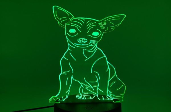 LED veilleuse 3D acrylique décor illusion Chihuahua veilleuse enfants enfant animal de compagnie chien lampe de table cadeaux de fête de mariage 7341802